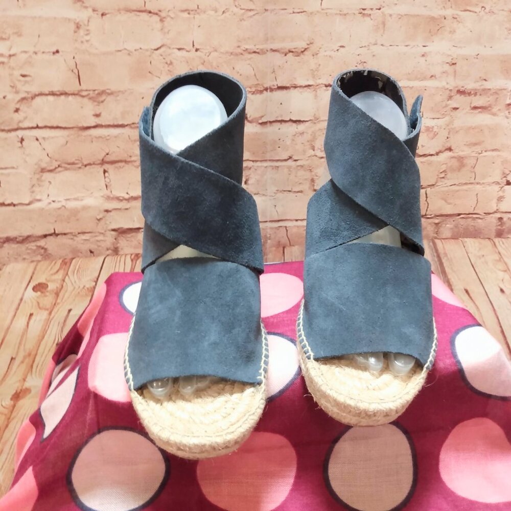 RALPH LAUREN Denim and Supply Ivette Espadrille Wedge Navy Sandals Size 9.5 M